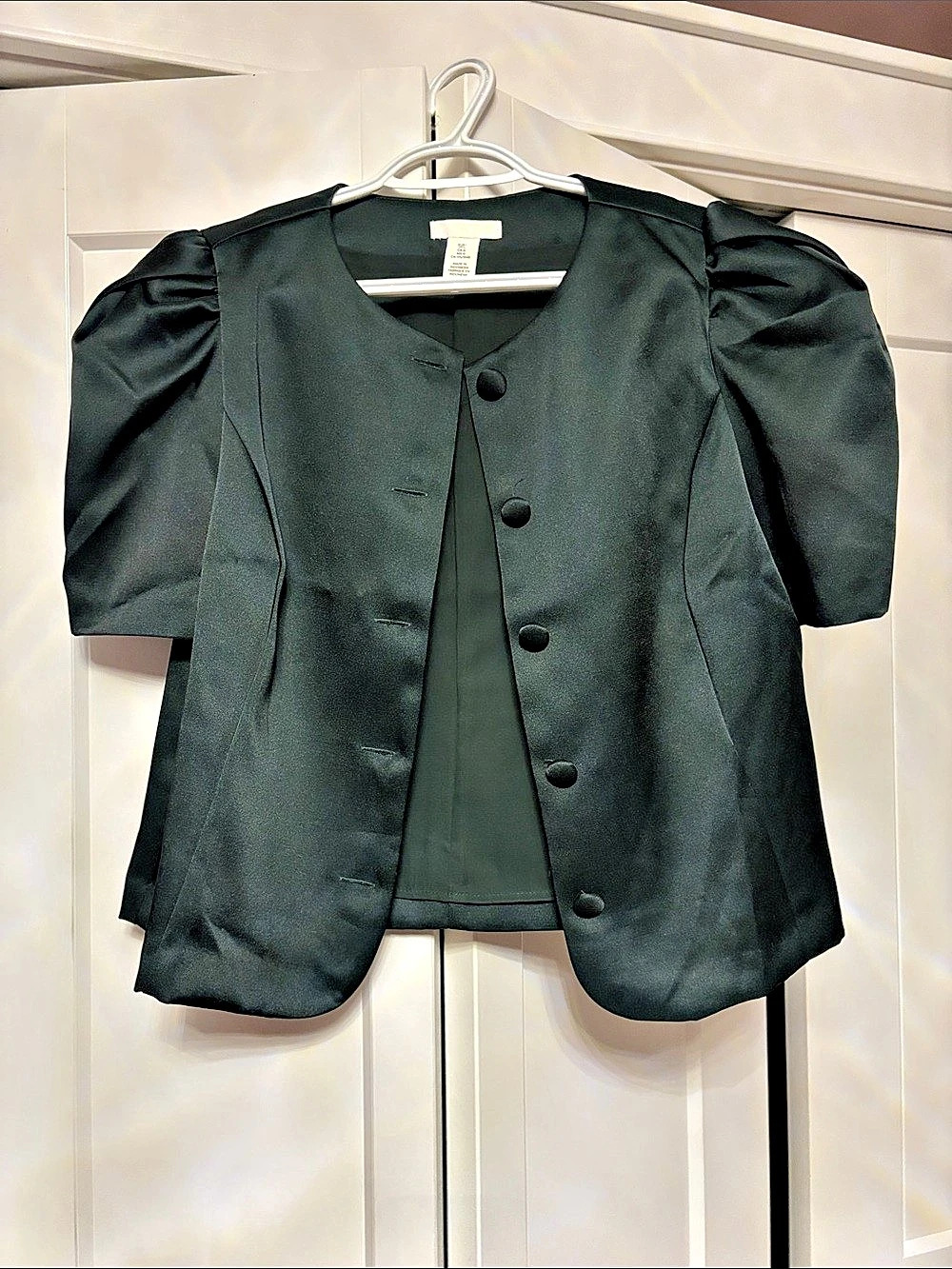 H&M Puff Sleeve Blazer in Black XL Like New
